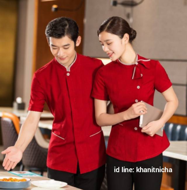 ชุดพนักงานเสริฟ ชุดพนักงานร้านอาหาร ร้านกาแฟ รีสอร์ท โรงแรม