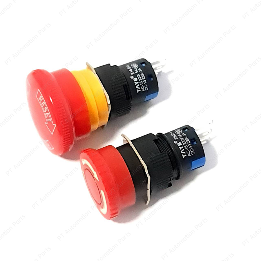 สวิตช์หยุดฉุกเฉิน สวิตช์หัวเห็ด TAYB K16-811 K16-811-N ø16mm 1NO/1NC AC-15-220V 5A/DC-13-220V 3A Emergency Stop Switch Mushroom Button Switch มีให้เลือก 2แบบ