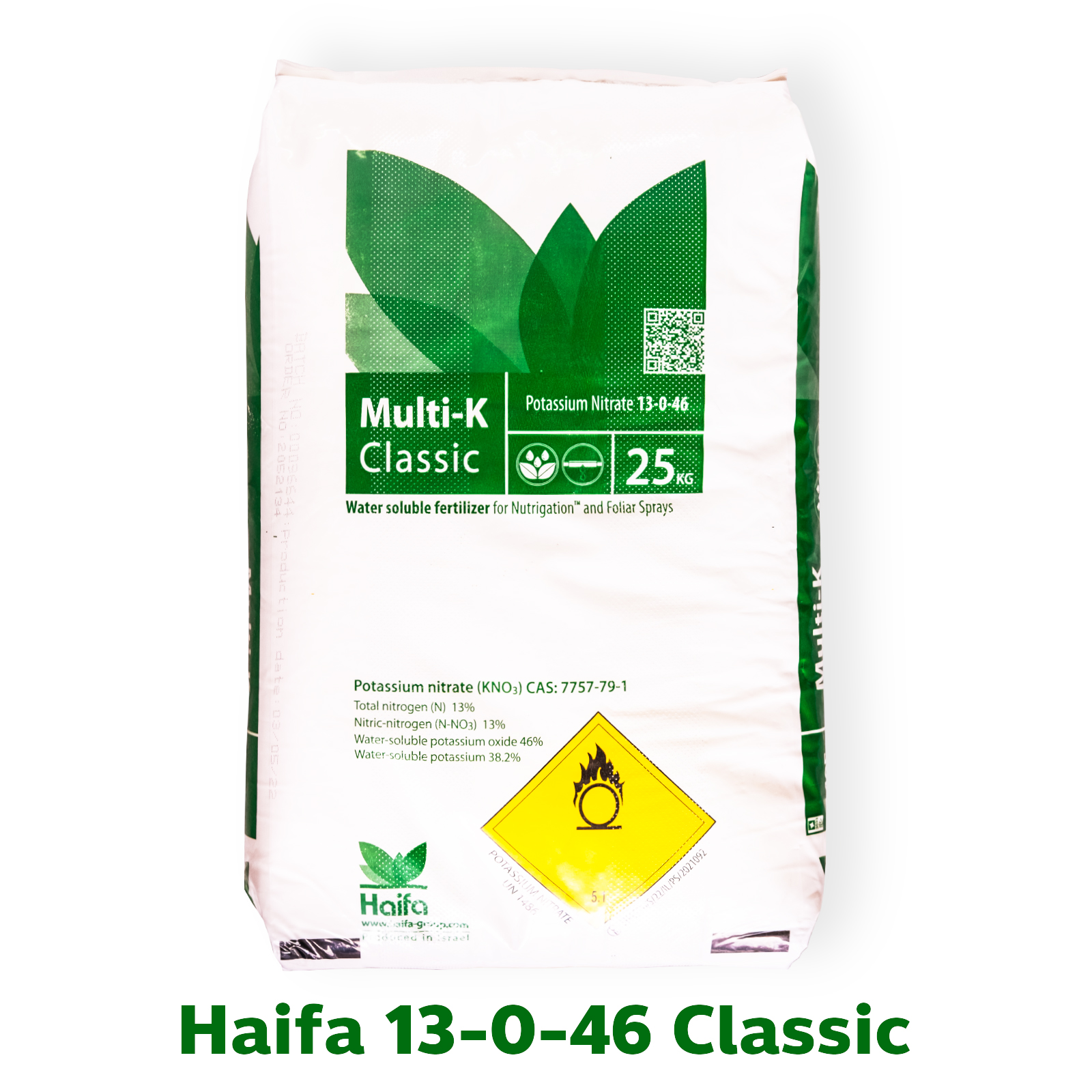 KNO3 Potassium Nitrate ปุ๋ยเกล็ด Haifa Multi K Classic (NPK 13-0-46) บรรจุ 25 กิโลกรัม