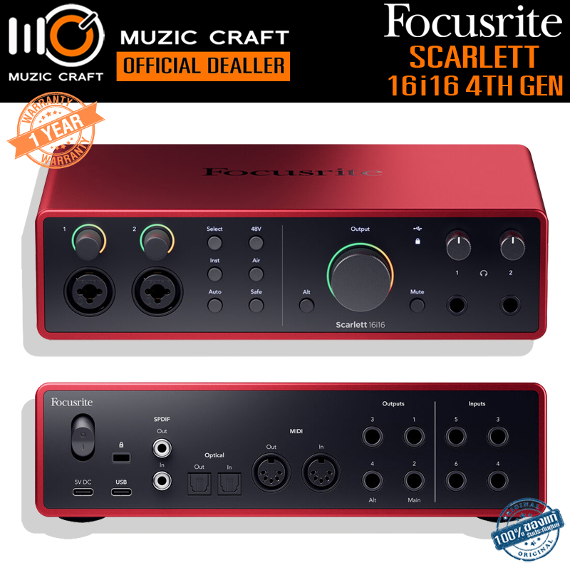 Focusrite Scarlett 16i16 (4th Gen) *ของแท้ประกัน 1ปี* USB-C Audio Interface ออดิโอ อินเตอร์เฟส, iOS/ Mac/ PC