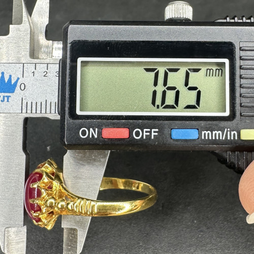 รหัส 64107 แหวน ทับทิม หลังเบี้ย ทอง90 ขนาด 58 นน. 5.56 g