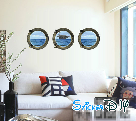 Wall sticker สติ๊กเกอร์ติดผนัง 3D OCEAN สไตล์ A (Freesize)