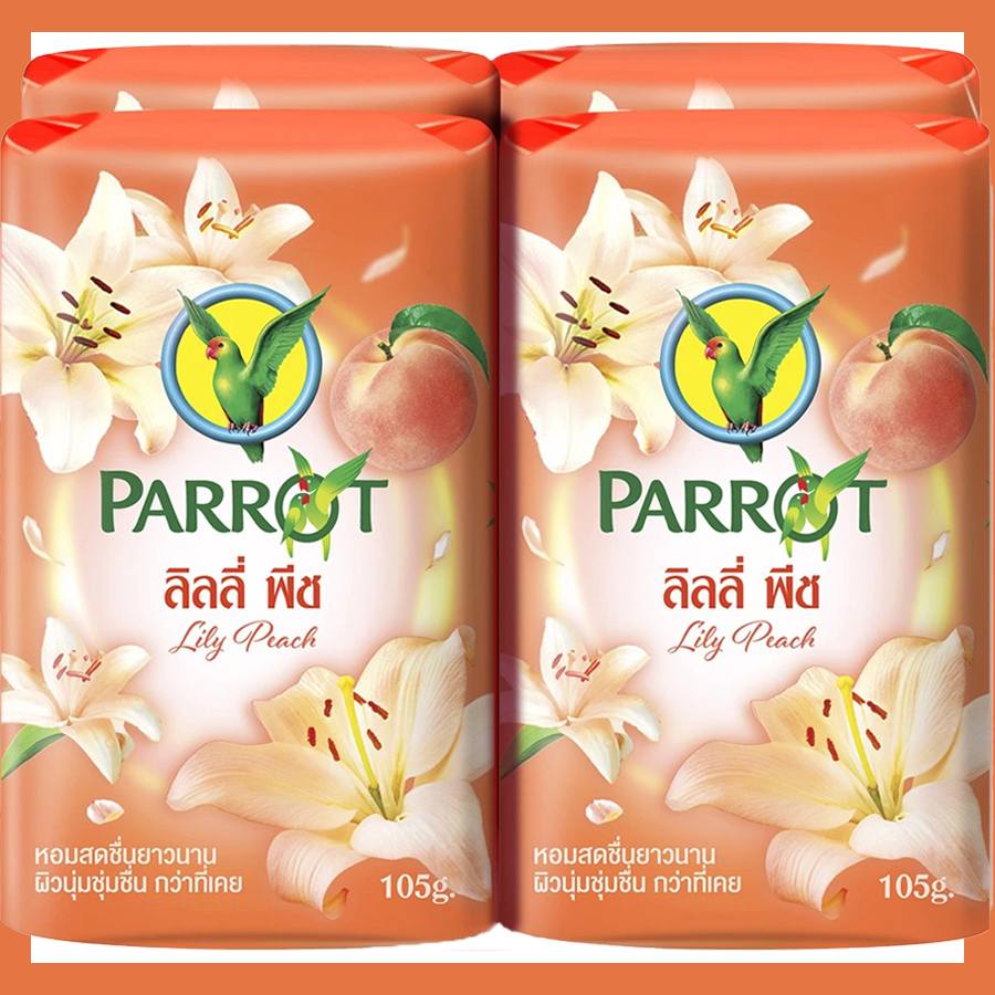 สบู่ก้อน นกแก้ว ลิลลี่ แพค 4 ก้อน ชมพูอ่อน 105 กรัม