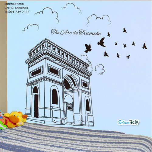 Transparent wall sticker สติ๊กเกอร์ติดผนัง ประตูชัยฝรั่งเศส "The Arc de Triomphe" (กว้าง99cm.xสูง97cm.)
