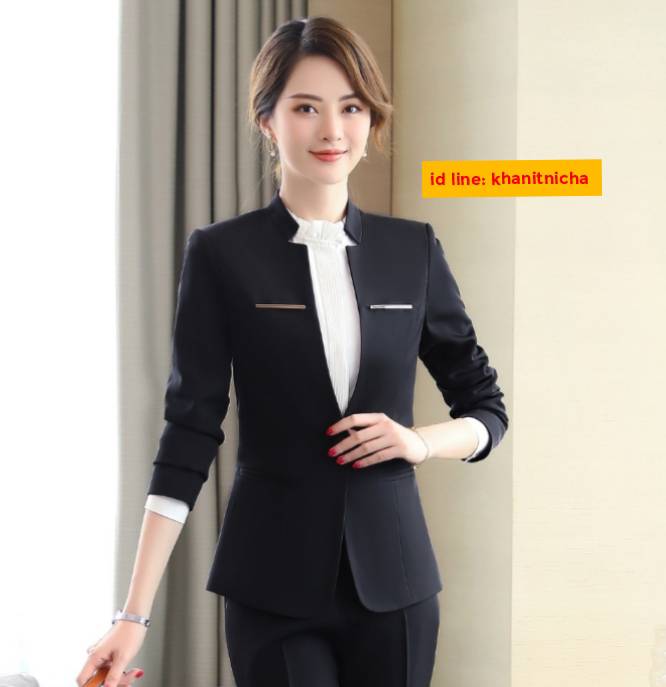 ชุดสูทกระโปรงสีแดง ชุดสูทกางเกงสีแดง สีเทา สีดำ ชุดพนักงานออฟฟิศ ชุดพนักงานต้อนรับโรงแรม