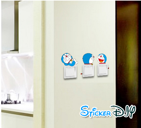 Wall sticker สติ๊กเกอร์ติดสวิตช์ไฟ DORAEMON typeA (กว้าง8cmxสูง11cm.)