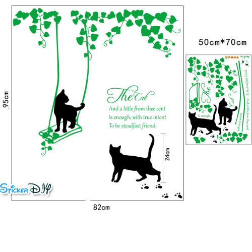 Transparent wall sticker สติ๊กเกอร์ติดผนัง The Cats (กว้าง82cm.xสูง95cm)