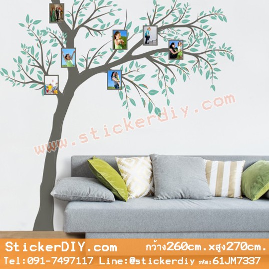 Bigsize Transparent Wall sticker สติ๊กเกอร์ติดผนัง ต้นไม้กรอบรูป JM7337 (กว้าง260xสูง270cm.)