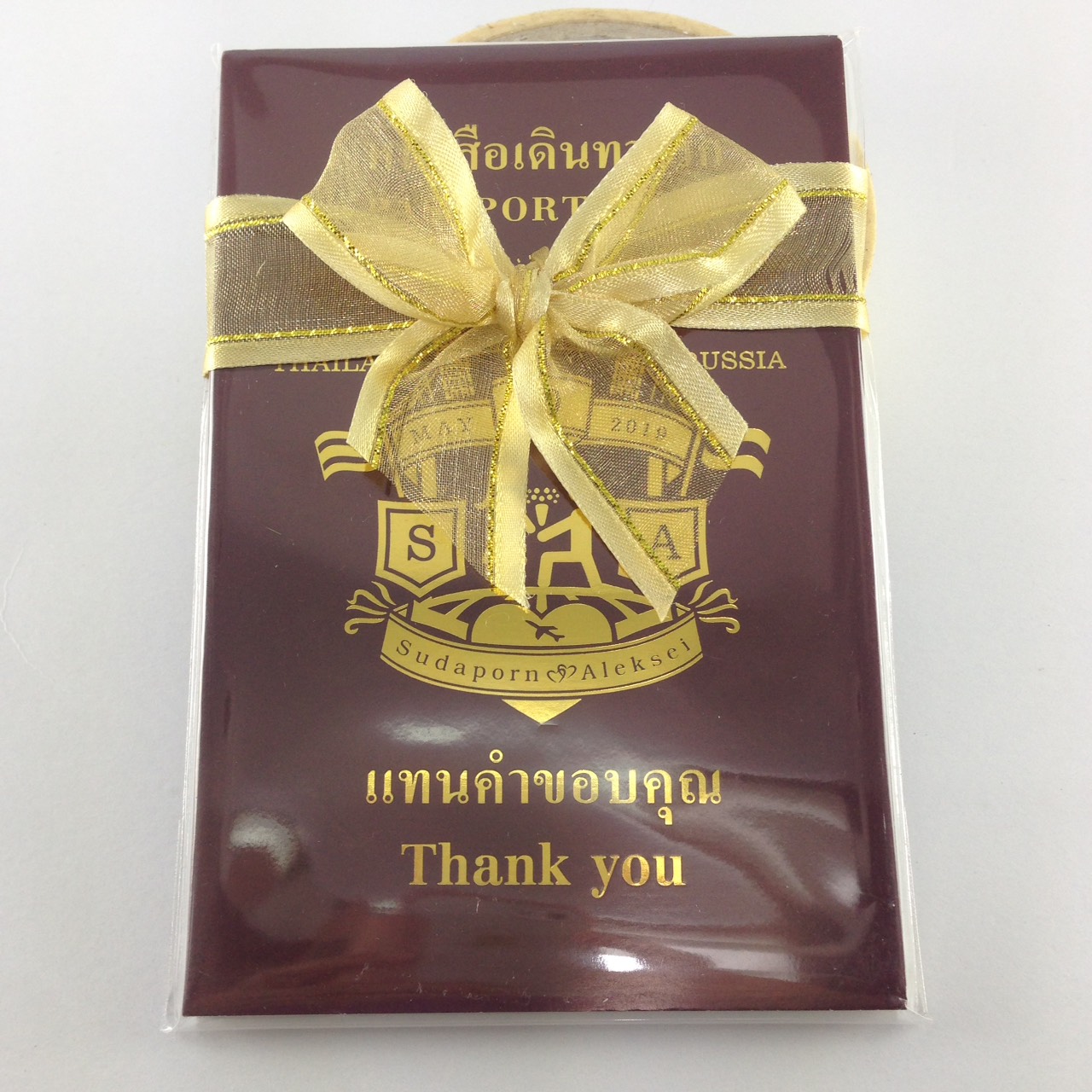 สมุดโน๊ต passport love ปั้มทองออกแบบได้ ผูกโบว์