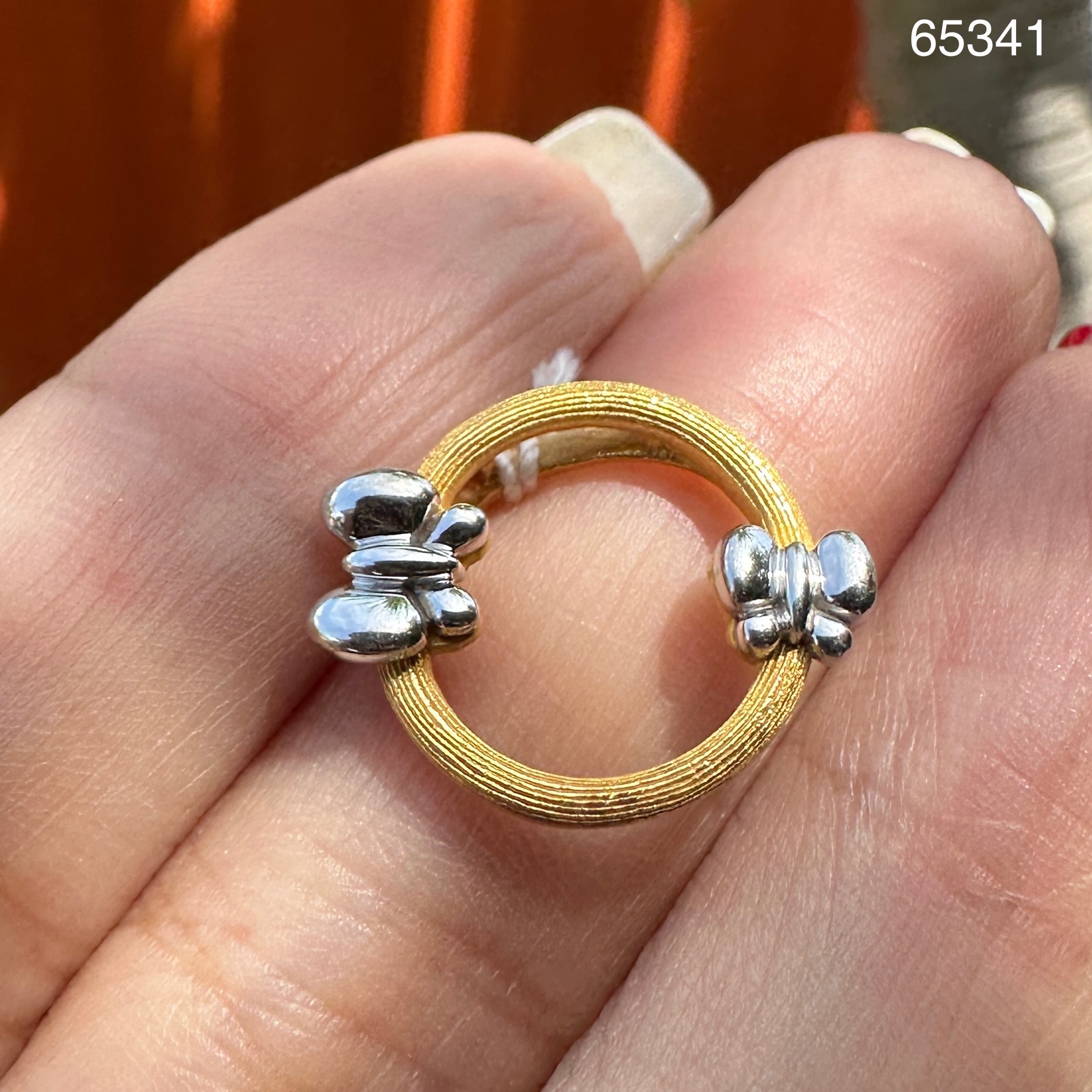 รหัส 65341 จี้ Prima Gold ทอง24K + ทอง14Kขาว ลายห่วงกลม ผีเสื้อ นน. 3.34 g