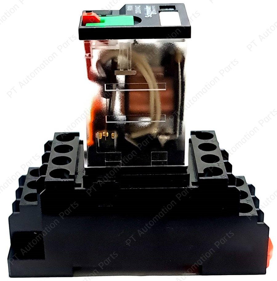 รีเลย์พร้อมซ็อกเก็ต ชไนเดอร์ Schneider Electric RXM4AB2P7 RXZE1M4C 230VAC 6A 4คอนแทค 14ขา มีไฟแสดงสถานะ LED
