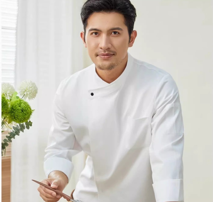 ชุดเชฟผ้าฝ้ายไซส์ใหญ่พิเศษแขนยาว ชุดเชฟครัวโรงแรม เชฟอ้วนพลัส