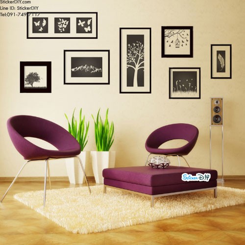 Transparent wall sticker สติ๊กเกอร์ติดผนังกรอบรูป แนวศิลปะ สีดำ (กว้าง150m.xสูง65cm.)