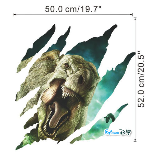 Wall sticker สติ๊กเกอร์ติดผนัง 3D Jurassic Park สไตล์ I (กว้าง50cm.xสูง52cm.)