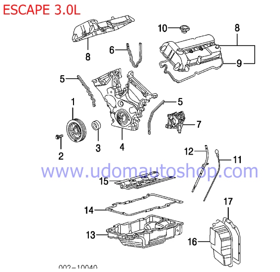 ซีลข้อเหวี่ยงหน้า+ยางฝาหน้า ESCAPE 3.0L (V6) / ซีลฝาหน้า, Crankshaft Seal Kit, F5AZ6700A