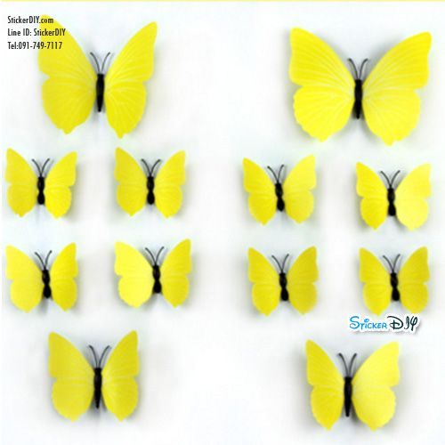 PVC Transparent wall sticker สติ๊กเกอร์ติดผนัง 3D butterfly H007E (กว้างfree.xสูงfree.)