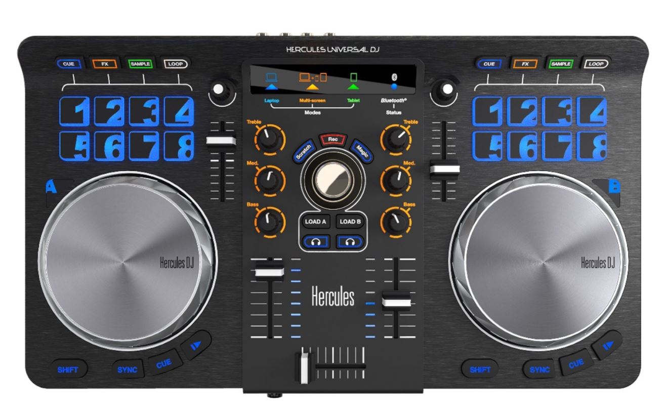 Hercules Universal DJ *ของแท้รับประกัน 1ปี* ดีเจคอนโทรลเลอร์ 2-Ch USB DJ Controller with Bluetooth, Android, iOS, PC, Mac