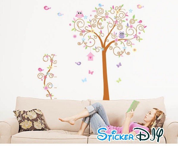 SALE Bigsize Transparent wall sticker สติ๊กเกอร์ติดผนัง บ้านต้นไม้นกฮูก (กว้าง150cm.xสูง85cm.)