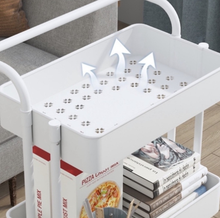 ชั้นวางรถเข็น 3 ชั้น + ล้อ ชั้นวางของ รถเข็นอาหาร ชั้นวาง โครงเหล็ก 42x35x86 cm รถเข็นเก็บของ DIY