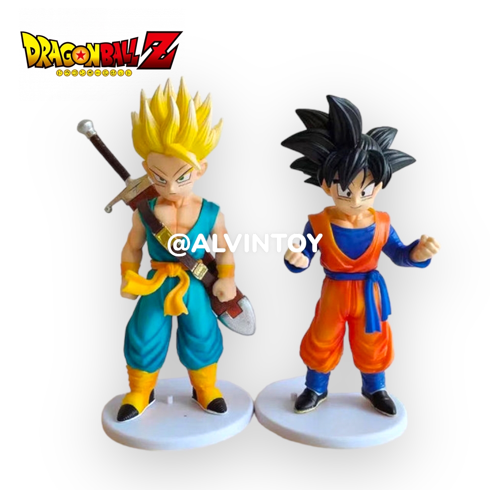 Action Figure DragonBall Z ชุด 4 ตัว ซง โกฮัง ทรังค์ ซุปเปอร์ไซย่า พร้อมฐานวาง ขนาดความสูง 20 ซม.