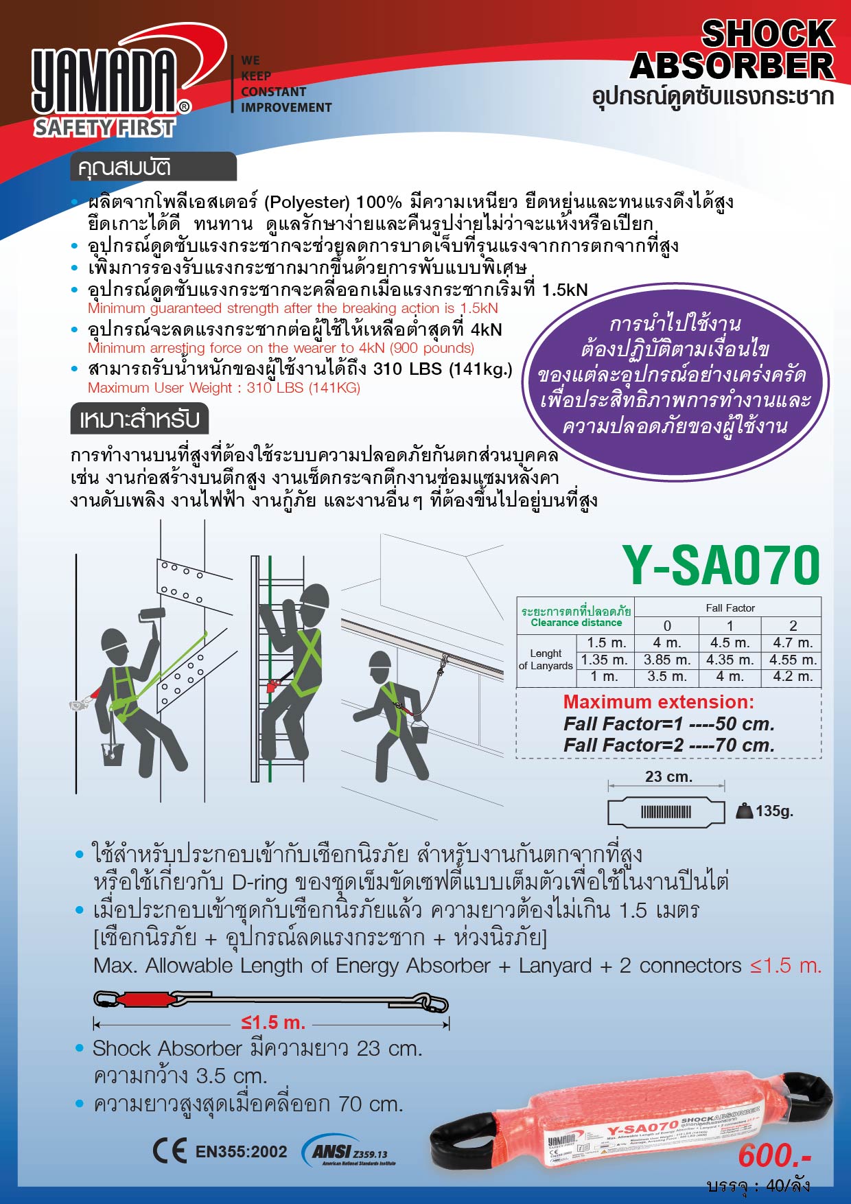 อุปกรณ์ดูดซับแรงกระชาก absorber รุ่นY-SA070 ยี่ห้อ YAMADA