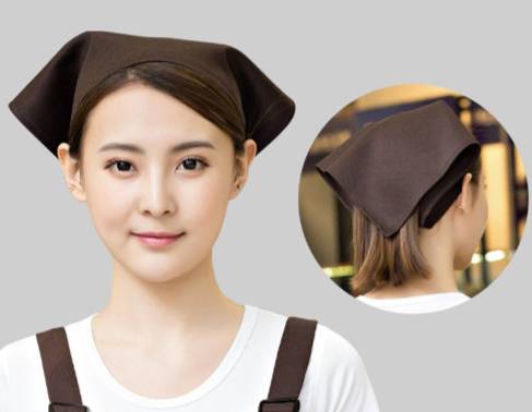 ผ้าสามเหลี่ยมโพกผม หมวกเชฟ หมวกพ่อครัว หมวกแม่ครัว หมวกกุ๊ก พนักงานเสริฟ