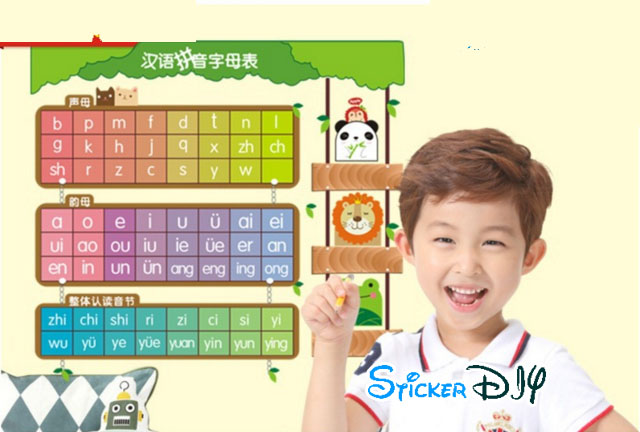 Wall sticker สติ๊กเกอร์ติดผนัง Pinyin table (กว้าง58cm.xสูง53cm.)