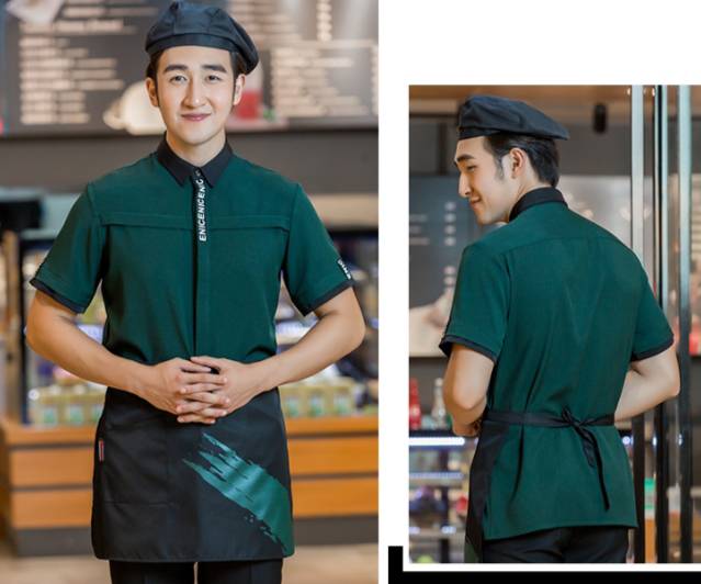 ชุดพนักงานเสริฟร้านอาหาร ร้านกาแฟ ชุดพนักงานต้อนรับโรงแรม