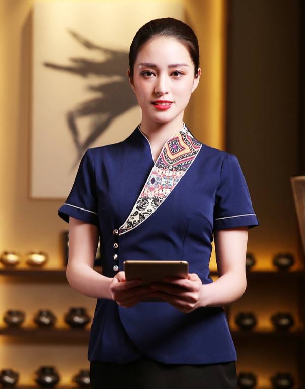 ชุดพนักงานร้านอาหารจีน ชุดฟอร์มพนักงานต้อนรับ เสื้อพนักงานเสริฟ