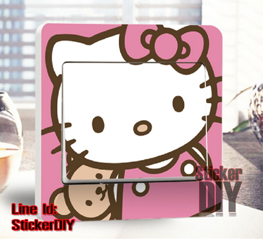 Transparent Wall Sticker สติ๊กเกอร์ติดสวิตช์ไฟ Hello Kitty vs Rilakkuma (9.5x11.5cm.)