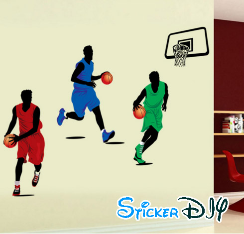 Transparent wall sticker สติ๊กเกอร์ติดผนัง Basketball Team (กว้าง160cm.xสูง100cm.)