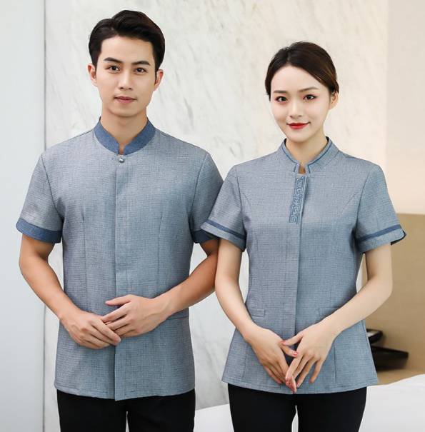 ชุดแม่บ้าน ชุดพนักงานทำความสะอาด ชุดแม่บ้านโรงแรม ชุดแม่บ้านโรงพยาบาล สีครีม สีเทา สีฟ้า