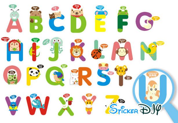 Transparent wall sticker สติ๊กเกอร์ติดผนัง Alphabet สไตล์ B (กว้างfree xสูงfree)