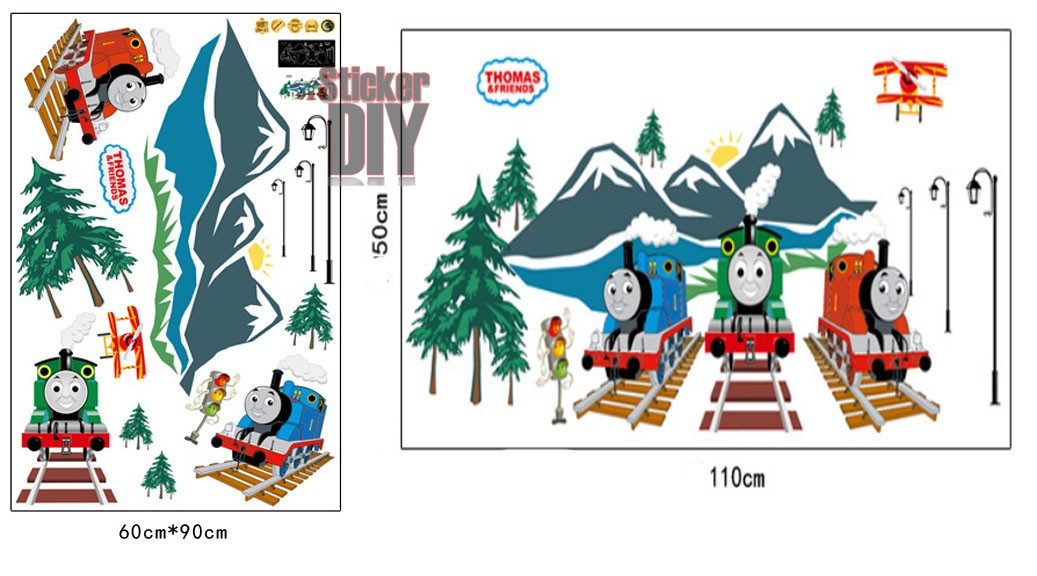 Transparent Luminescent Wall Sticker สติ๊กเกอร์ติดผนังเรืองแสง Thomas (กว้าง110cm.xสูง50cm.)