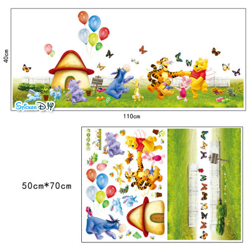 Transparent Wall Sticker สติ๊กเกอร์ติดผนัง POOH AY7039 (กว้าง110cm.xสูง40cm.)