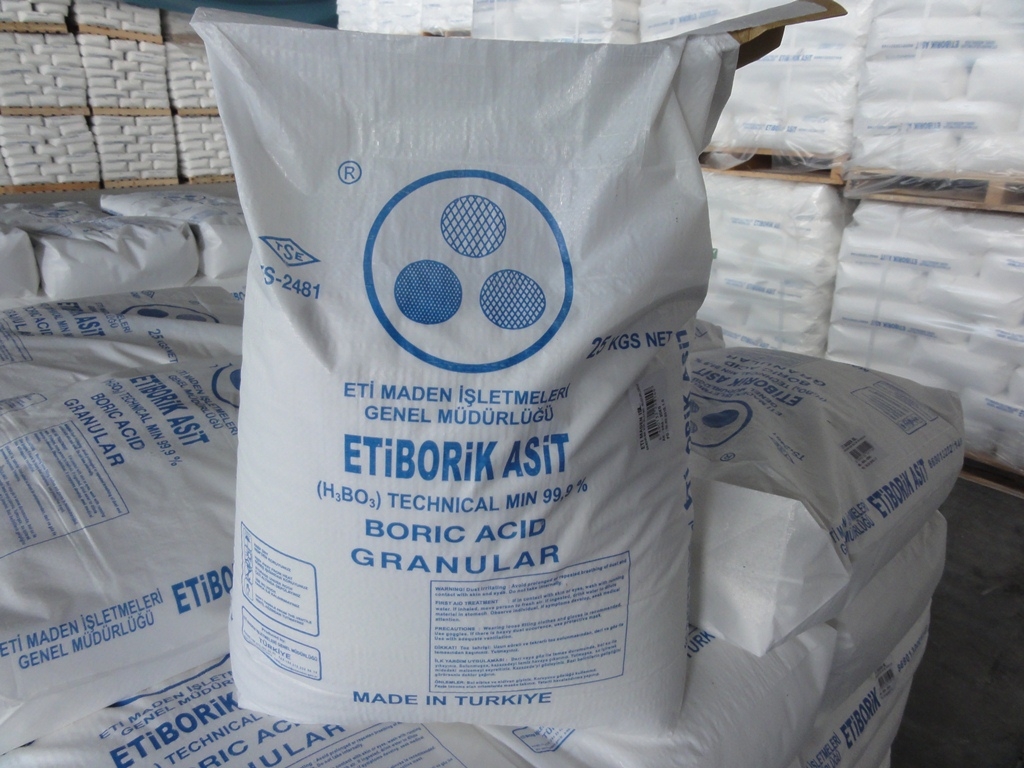 ETIBORIK ASIT ผงจุลธาตุโบรอน 17% กรดบอริก (Boric Acid 99%) บรรจุ 25 กิโลกรัม