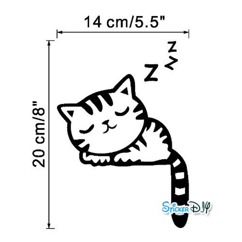 Vinyl wall sticker สติ๊กเกอร์ติดผนัง Kitten Zzz (กว้าง14cm.xสูง20cm.)