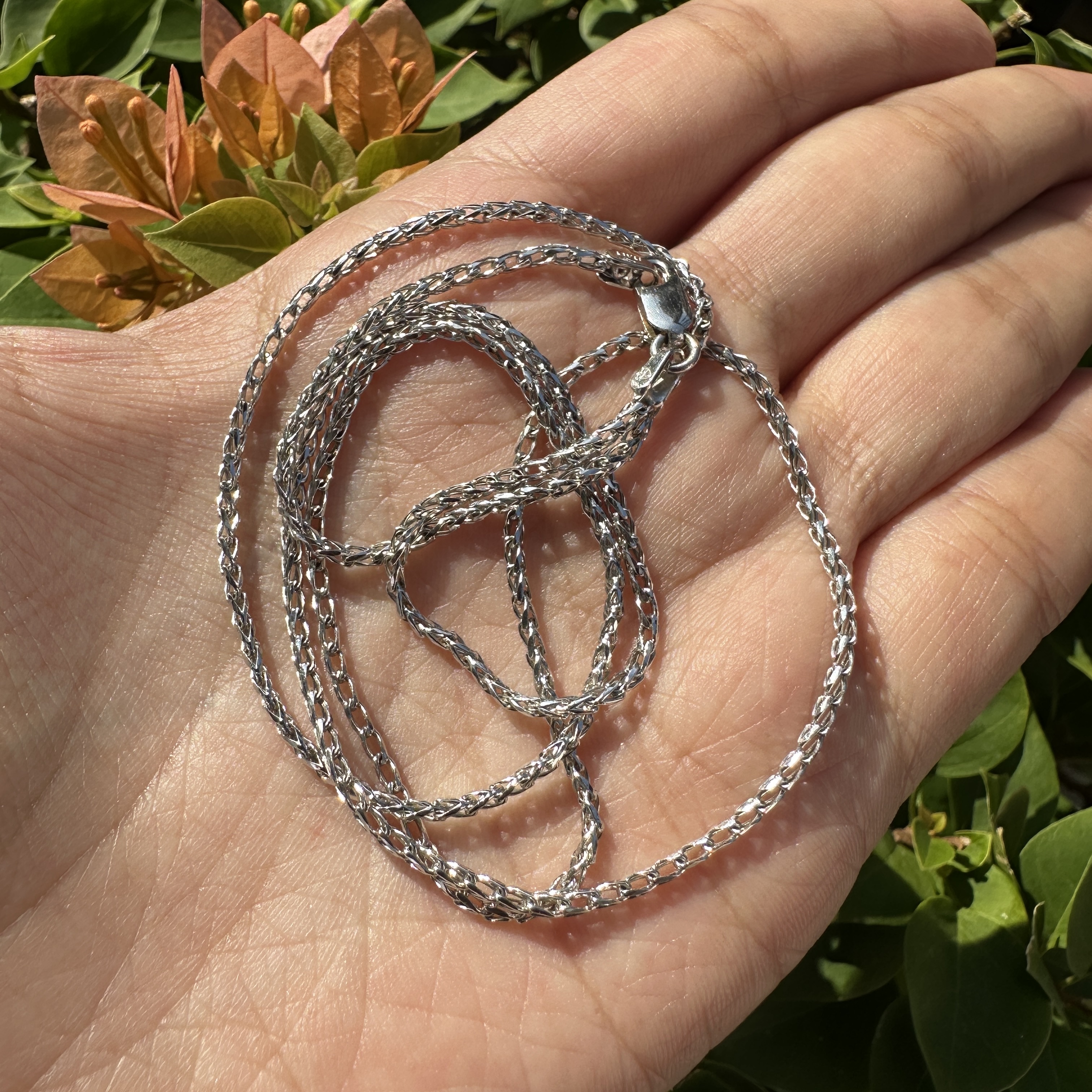 รหัส F18685 สร้อยคอทองอิตาลี 18k ขาว ลายสาน นน.8.32 g