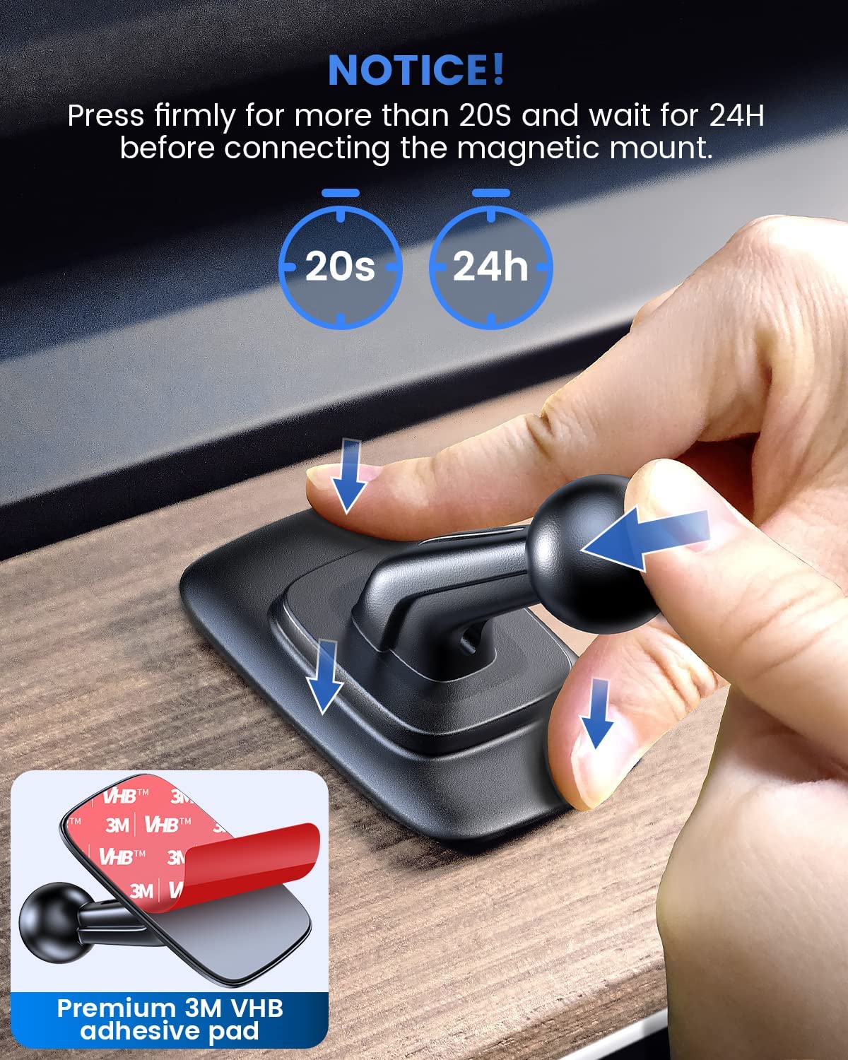 OQTIQ for MagSafe Phone Mount Magnetic Phone Holder for Tesla Car Dash Mount Phone Holder Fit Curved Surface Flexible Rotation