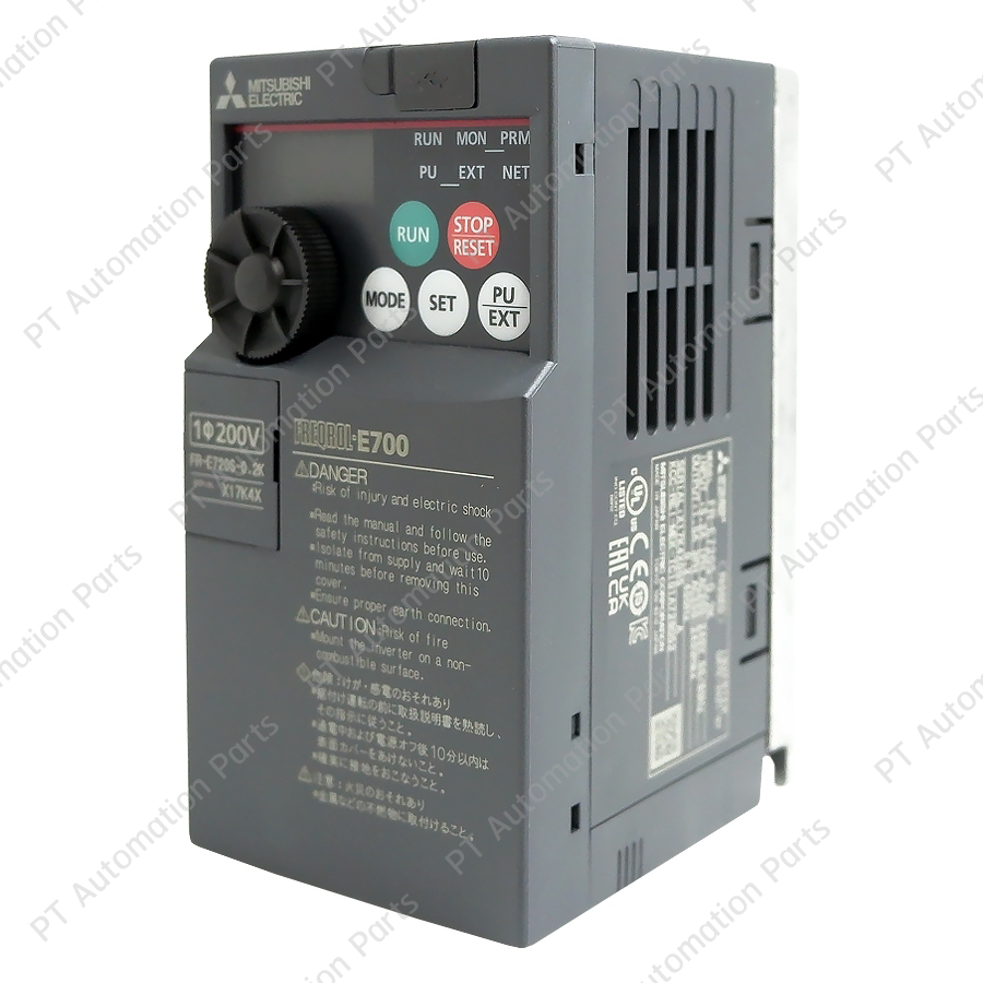 Mitsubishi FR-E720S-0.2K Inverter 0.2KW 1/4HP Input 1-Phase 200-240VAC Output 3-Phase 200-240VAC 0.2-400Hz E700 Series มิตซูบิชิ อินเวอร์เตอร์ เครื่องควบคุมความเร็วรอบมอเตอร์ 200W
