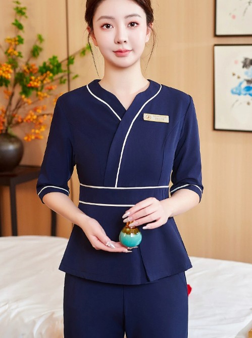 ชุดนวดสปา ชุดพนักงานซาวน่าเสริมสวย ชุดพนักงานนวด สีเขียว สีขาว ไซส์ S-7XL