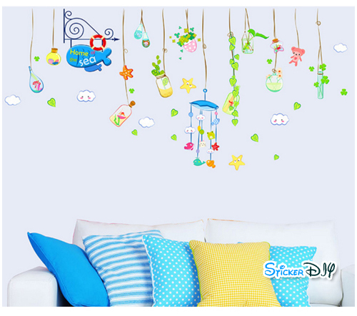 Transparent wall sticker โมบาย Home sea B (กว้าง143cm.xสูง68cm.)