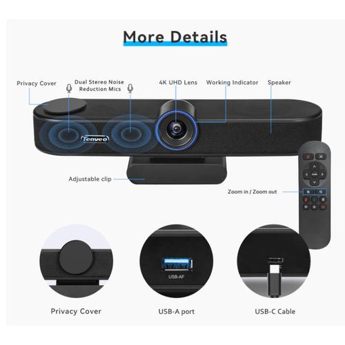 Tenveo TEVO-VA300B *ของแท้ประกัน 2ปี* 4K EPTZ Conference Camera, 120', กล้องประชุมออนไลน์