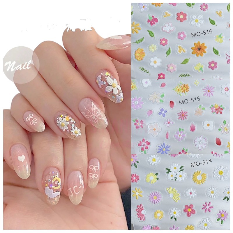 สติ๊กเกอร์ติดเล็บ ลายดอกไม้ (1ชิ้น)Nail stickers flower pattern (1 piece)