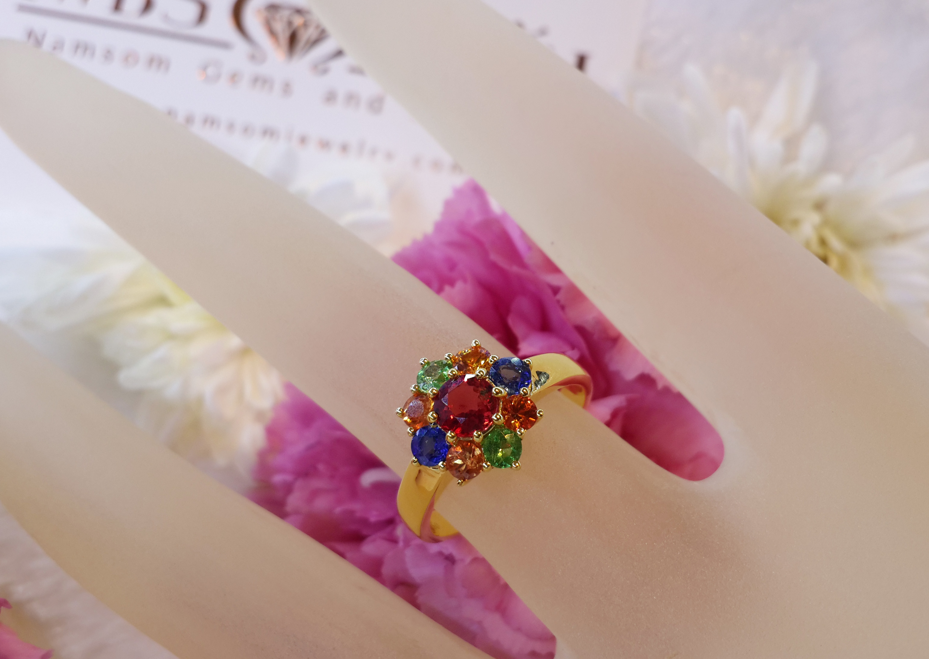 แหวนFancy Sapphire ทรงดอกไม้น่ารัก