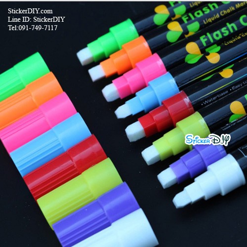 WATER CHALK ปากกาชอล์คสีเรืองแสง หัวเหลี่ยมขนาด 6 มม. 8 แท่ง (คละสี)