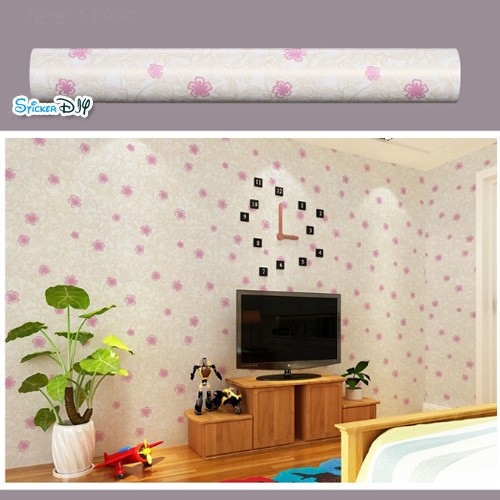 (กว้าง45cm.xยาว10m.)Wallpaper sticker วอลเปเปอร์แบบกาวในตัว Flower สไตล์M