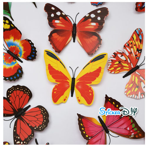 PVC Wall sticker สติ๊กเกอร์ติดผนัง 3D butterfly สไตล์O (กว้างfree.xสูงfree.)