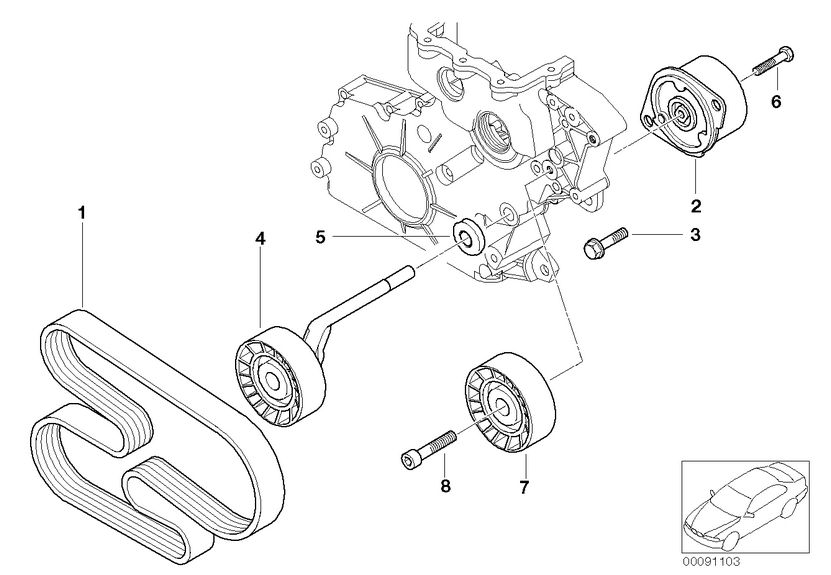 ชุดตั้งสายพานหน้าเครื่อง BMW E60 (520d) เครื่องยนต์ M47