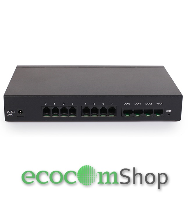 Dinstar DAG1000-8O อุปกรณ์แปลงสัญญาณโทรศัพท์ Analog เป็นระบบ IP แบบ 8 สายนอก (Co line)